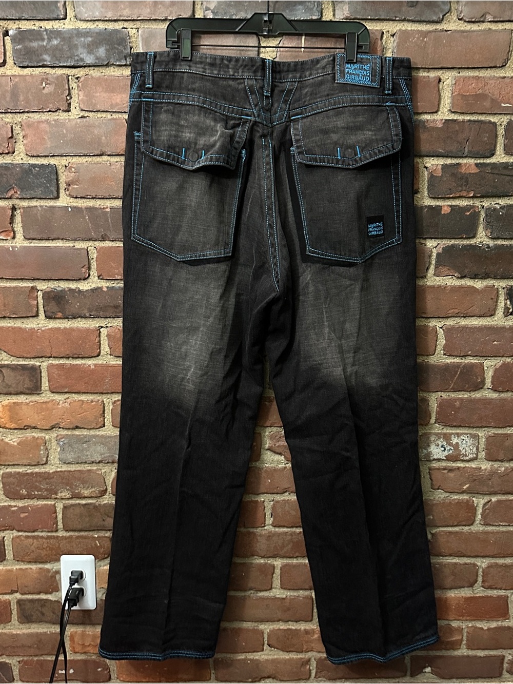 Marithe Francois Girbaud | black gray flap pockets Jeans size 40 X 32.5
